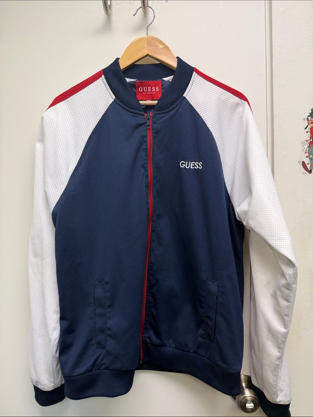 GUESS Navy, White & Red Bomber Track Jacket